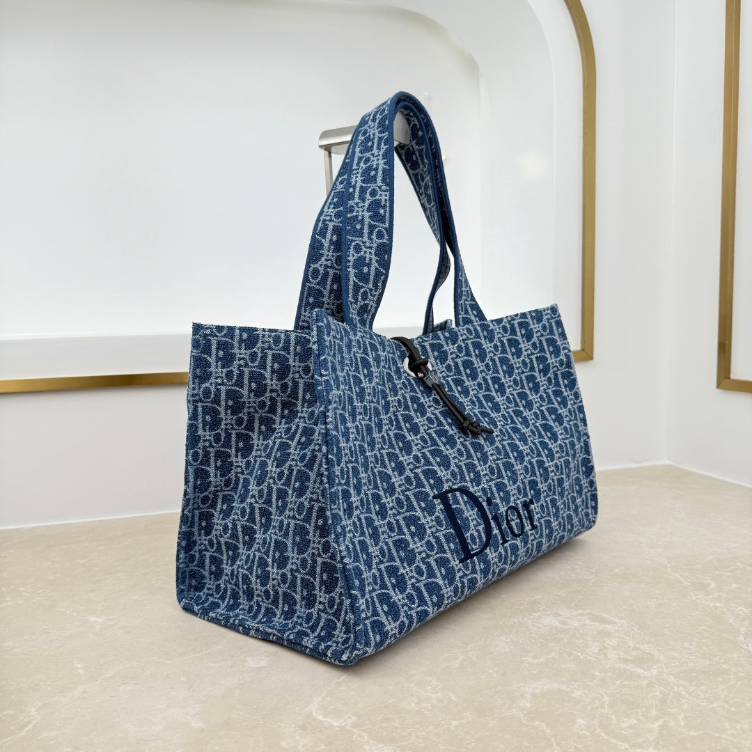 Dior 2026 Spongy Book Tote Bag Blue Canvas