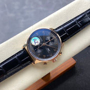 IWC Portuguese 41mm Dark Gray Dial Pink Gold Case Leather Strap