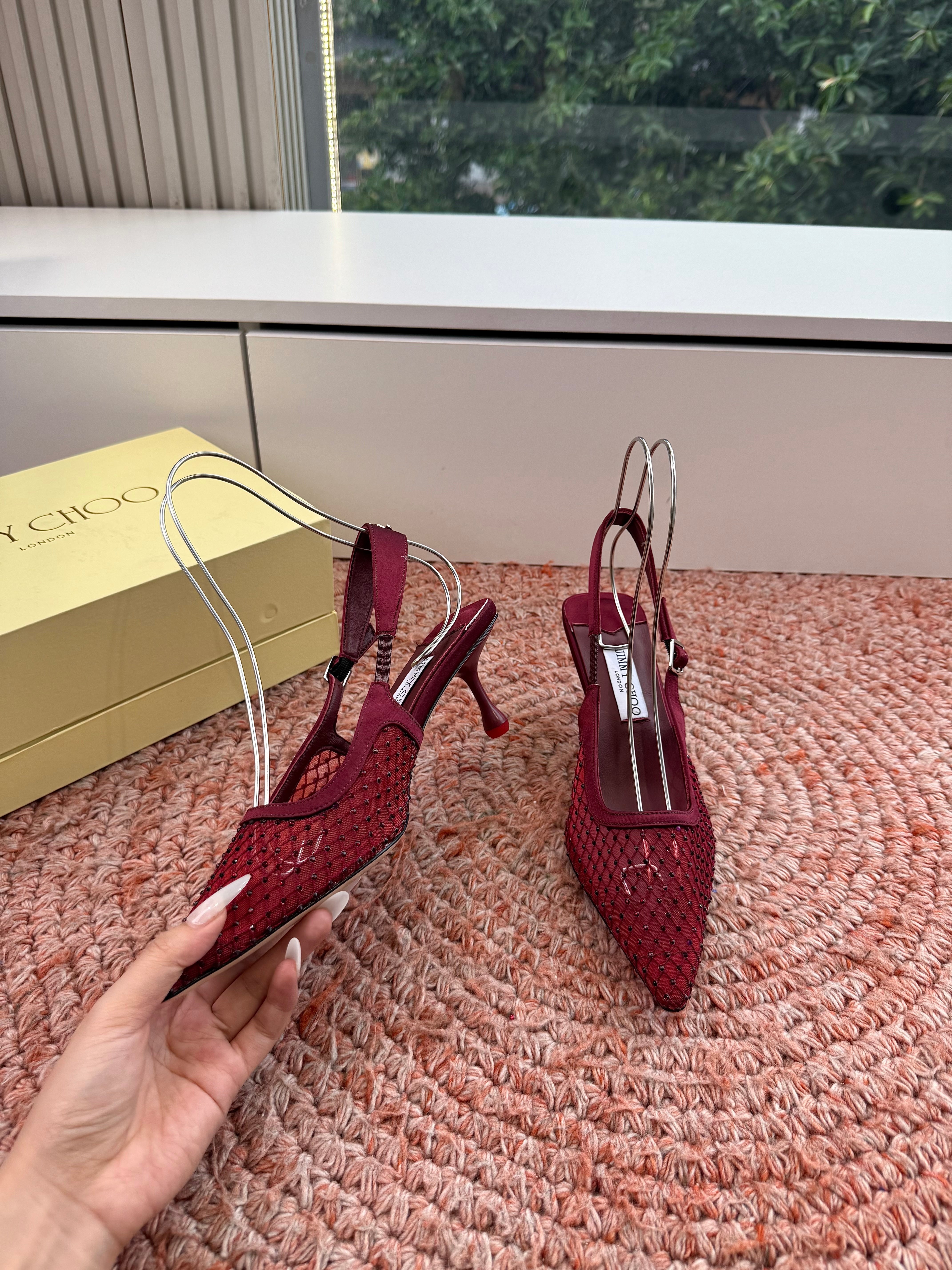 Jimmy Choo 2026 Amel Crystal-Embellished Slingback 50mm Silk 916780