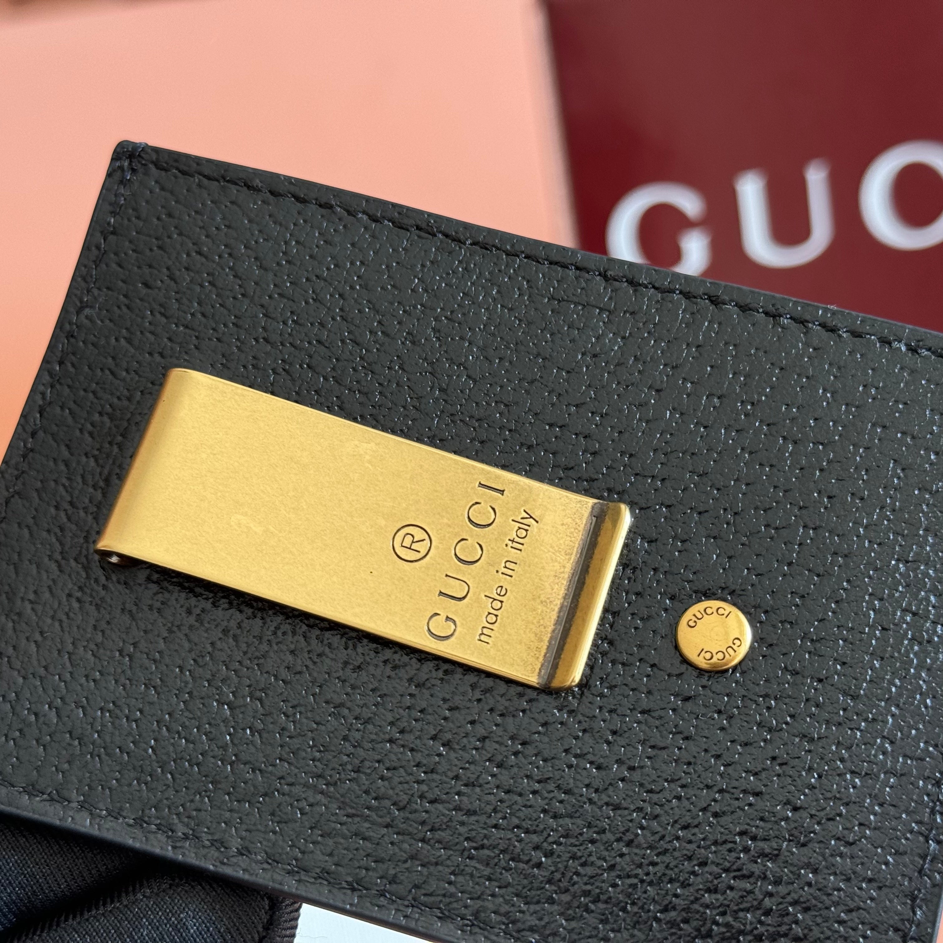 Gucci 2026 GG Marmont Money Clip Cardholder Black Leather 280903