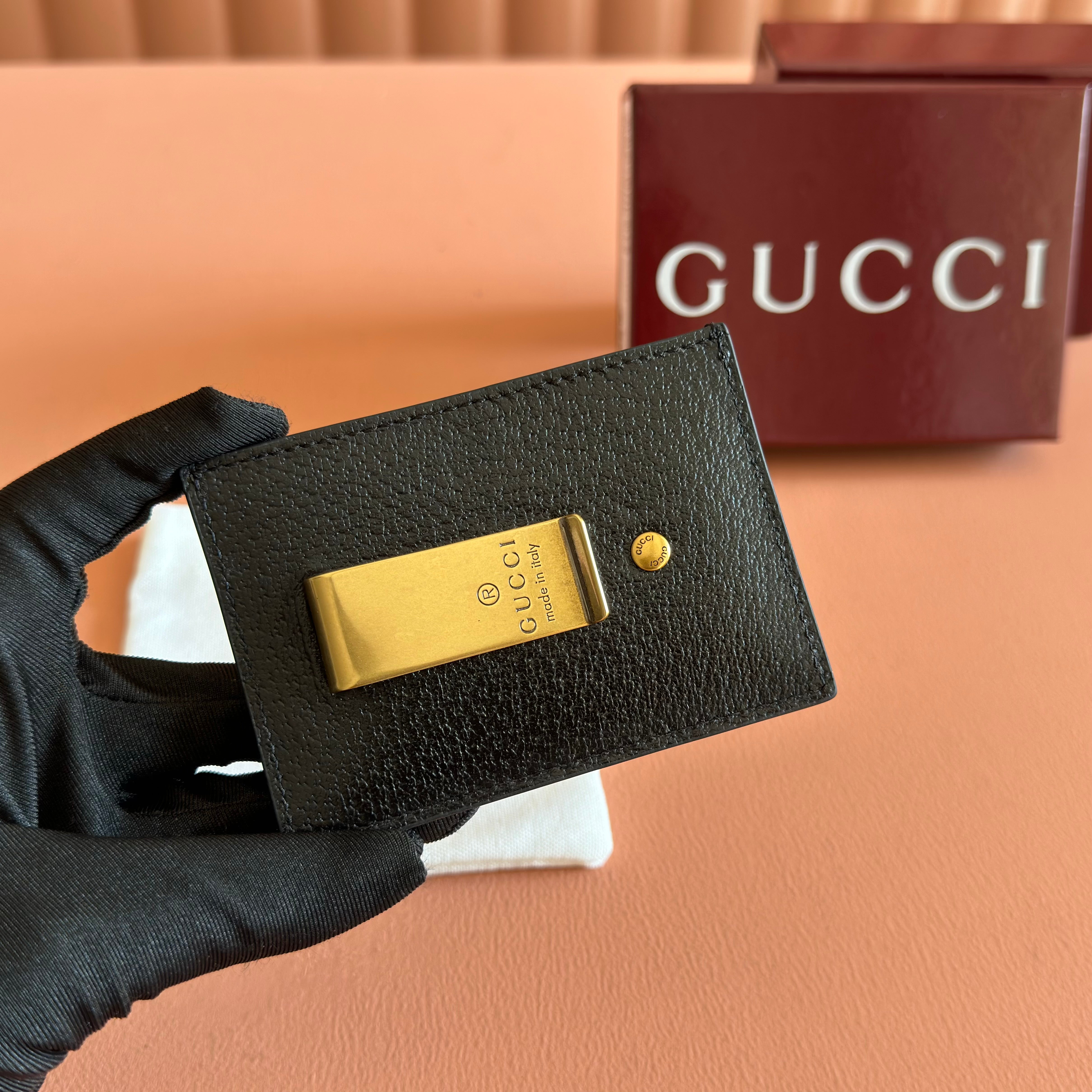 Gucci 2026 GG Marmont Money Clip Cardholder Black Leather 280903
