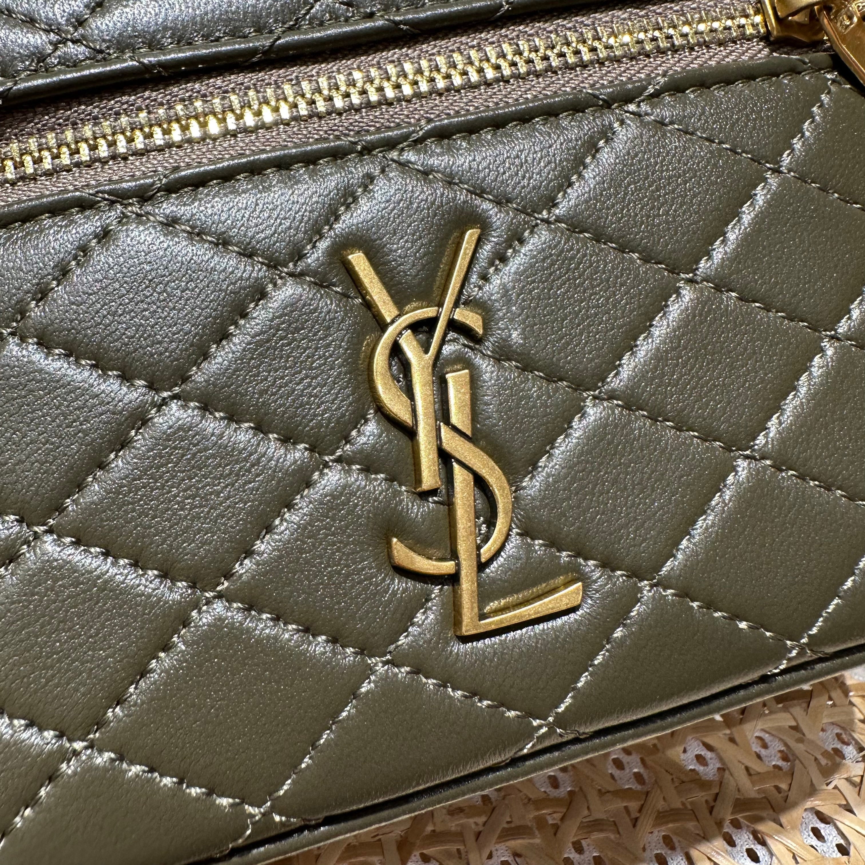 YSL Gaby Vanity Bag 18 Olive Green Quilted Calfskin
