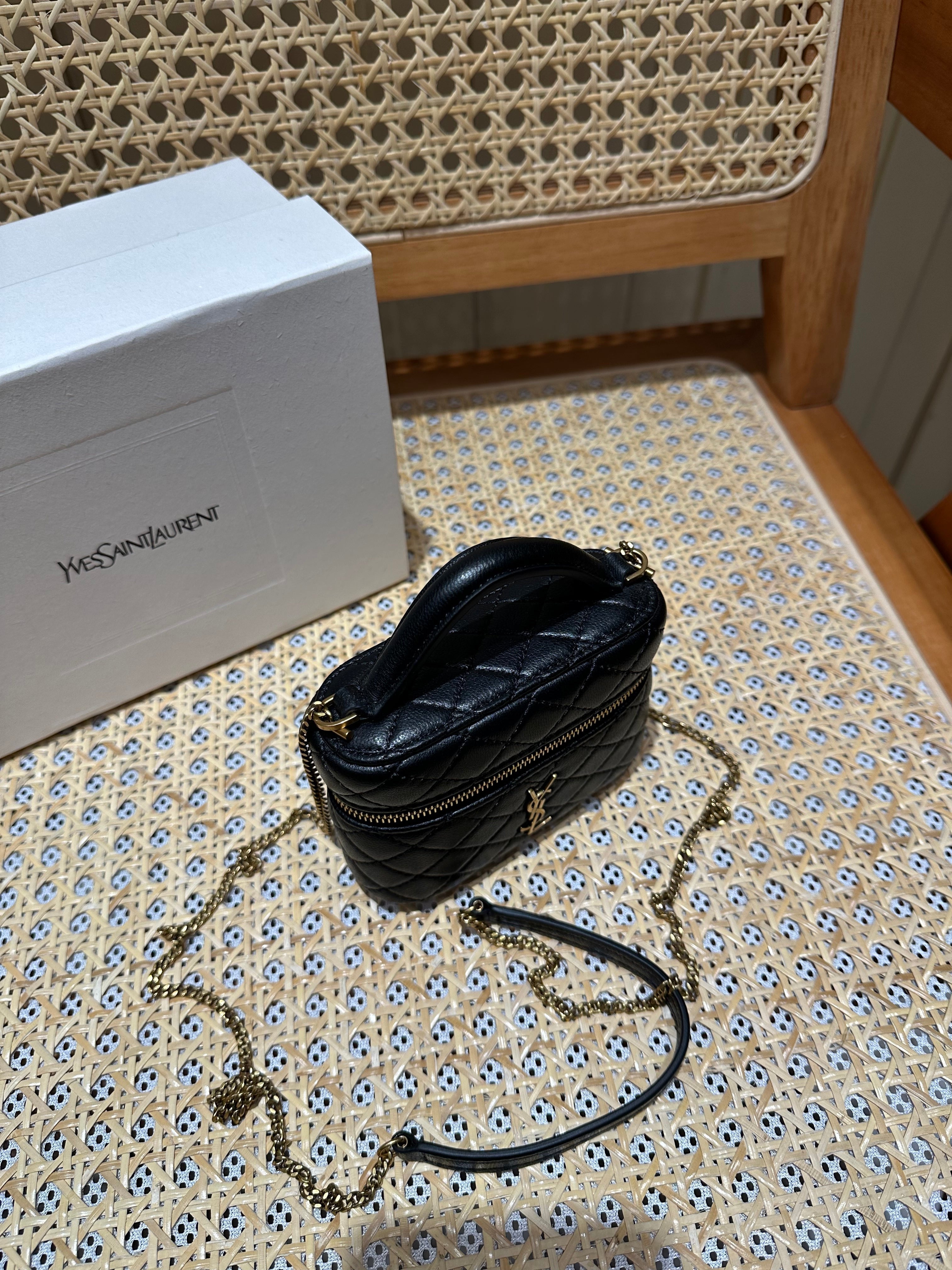 YSL Mini Vanity 12 Black Quilted Calfskin