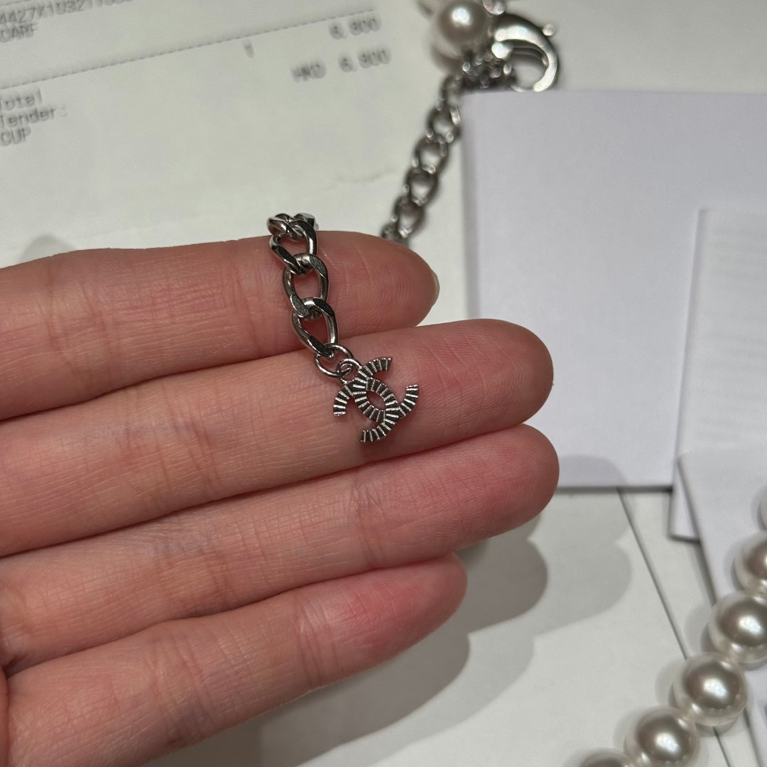 Chanel 2026 Pearl Double-Layer CC Pendant Necklace Belt