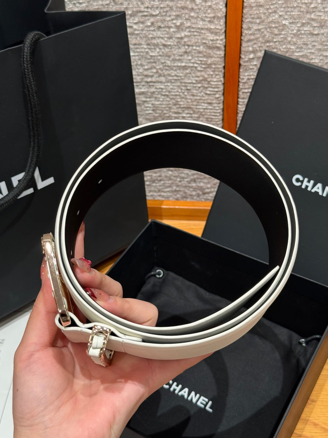 Chanel 2026 Wide Square Buckle Belt 55mm 207215