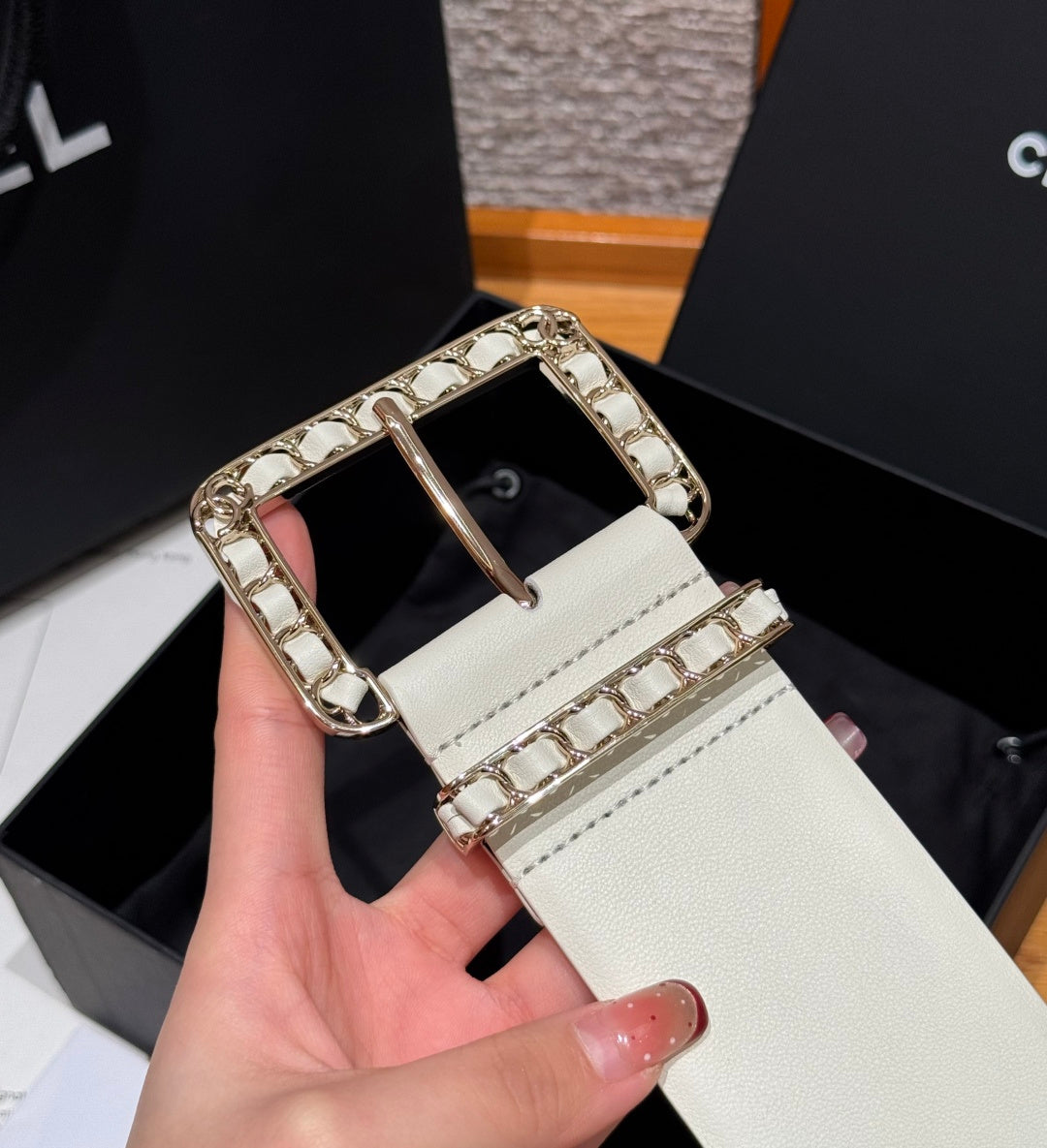 Chanel 2026 Wide Square Buckle Belt 55mm 207215