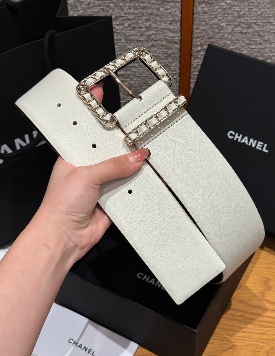 Chanel 2026 Wide Square Buckle Belt 55mm 207215