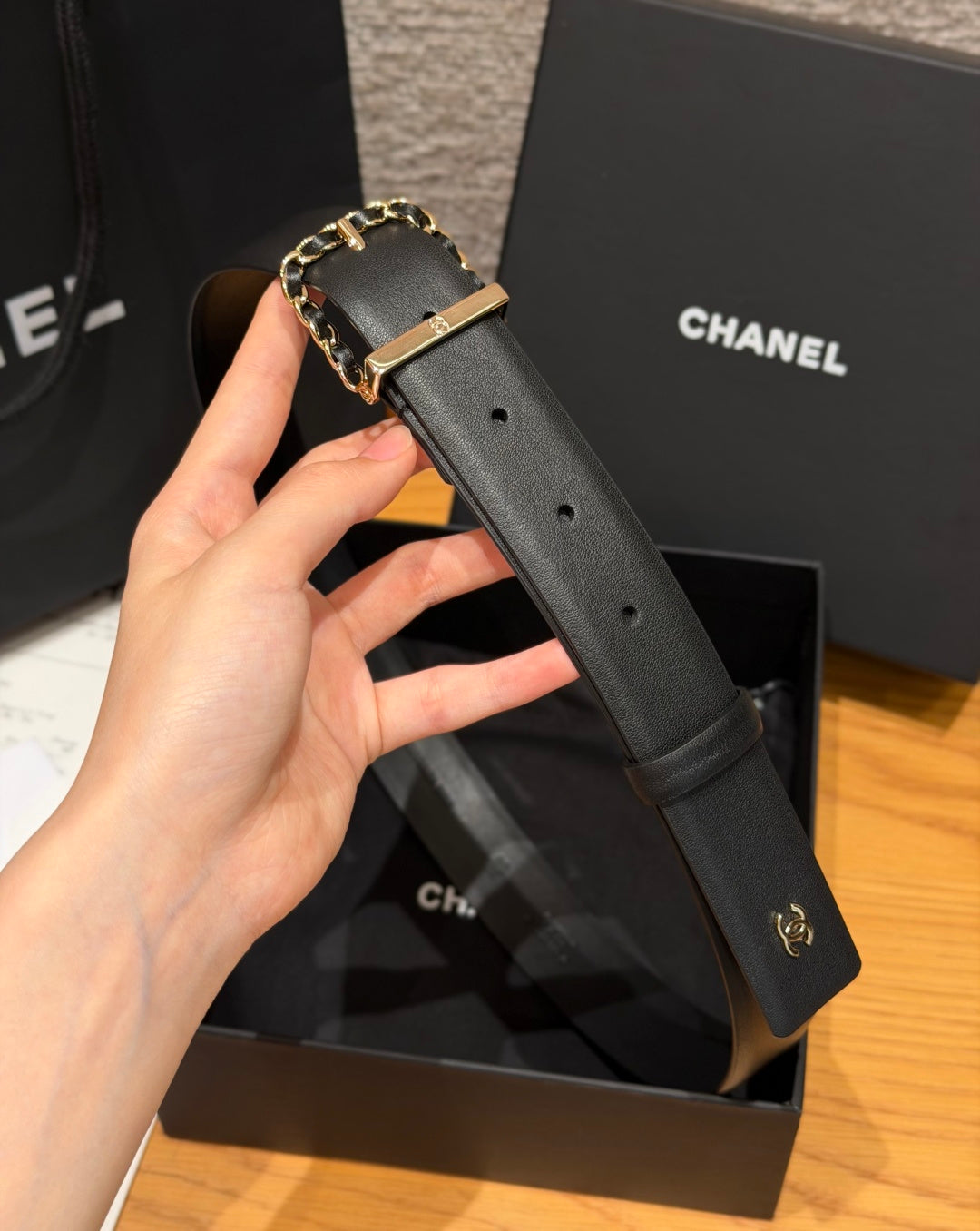 Chanel 2026 Interwoven Chain Buckle Belt 30mm 207253