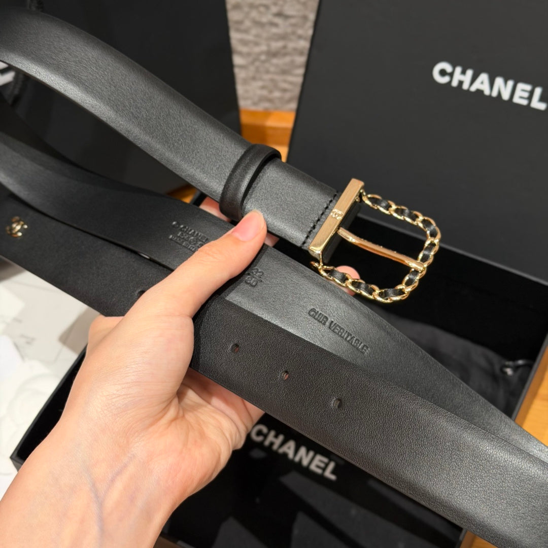 Chanel 2026 Interwoven Chain Buckle Belt 30mm 207253