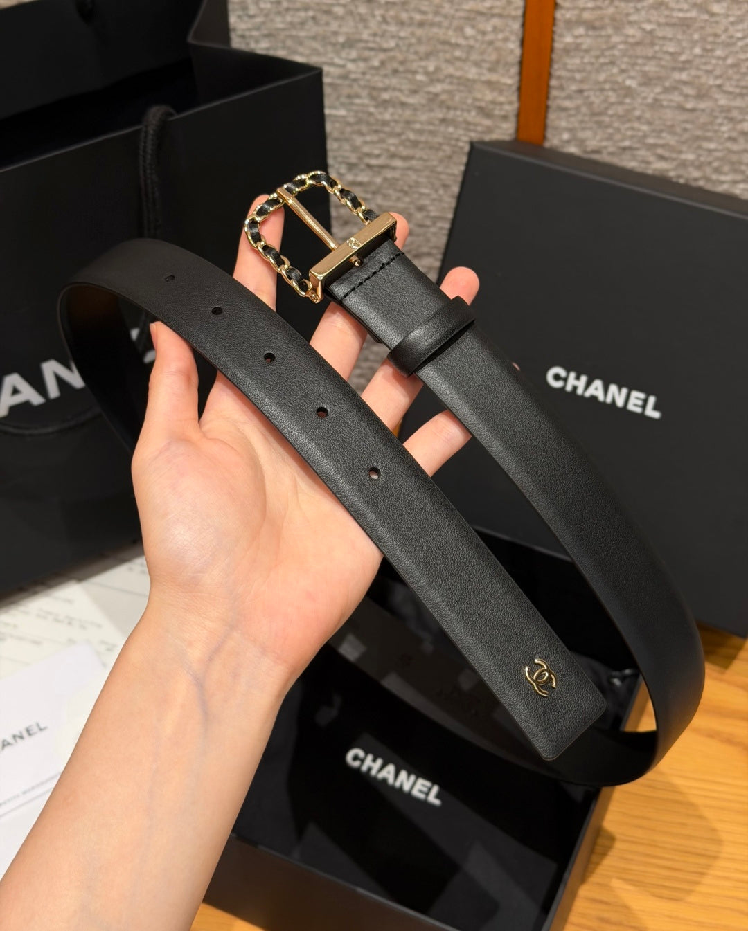 Chanel 2026 Interwoven Chain Buckle Belt 30mm 207253