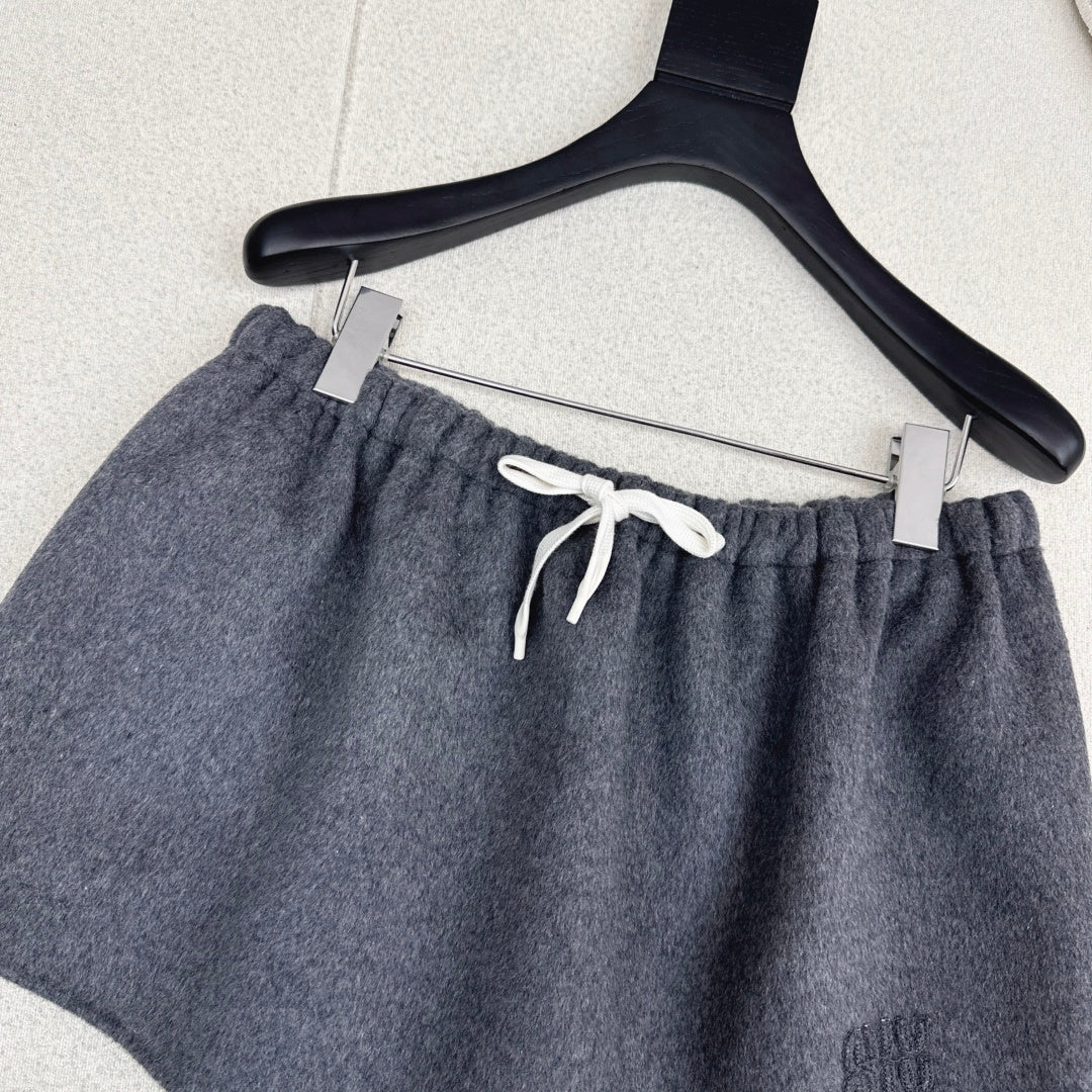 Miumiu 2026 Mini Skirt Dark Gray Wool Polyester