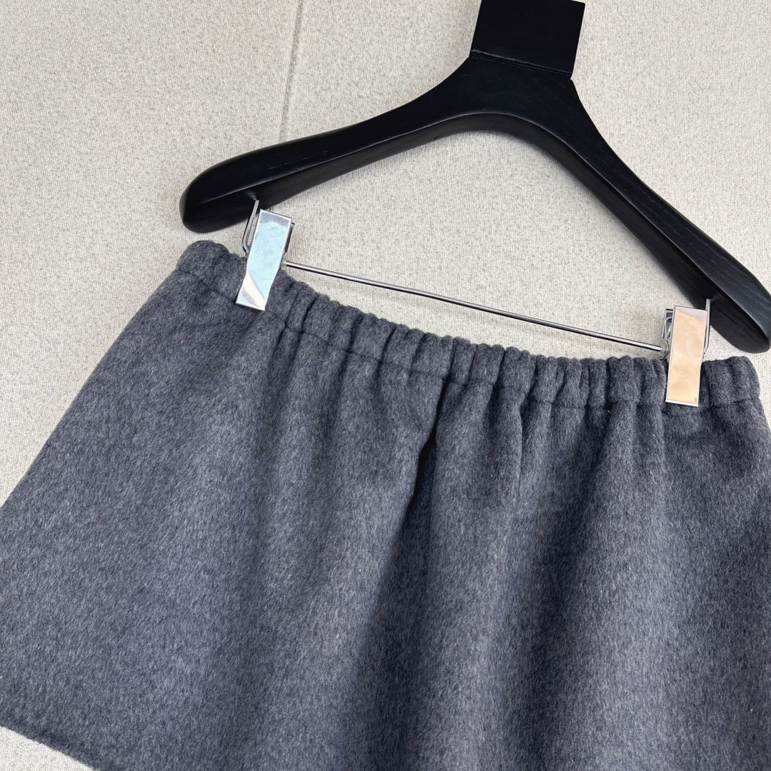 Miumiu 2026 Mini Skirt Dark Gray Wool Polyester