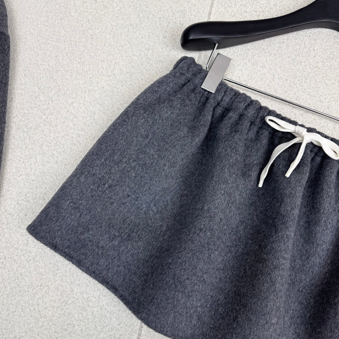 Miumiu 2026 Mini Skirt Dark Gray Wool Polyester