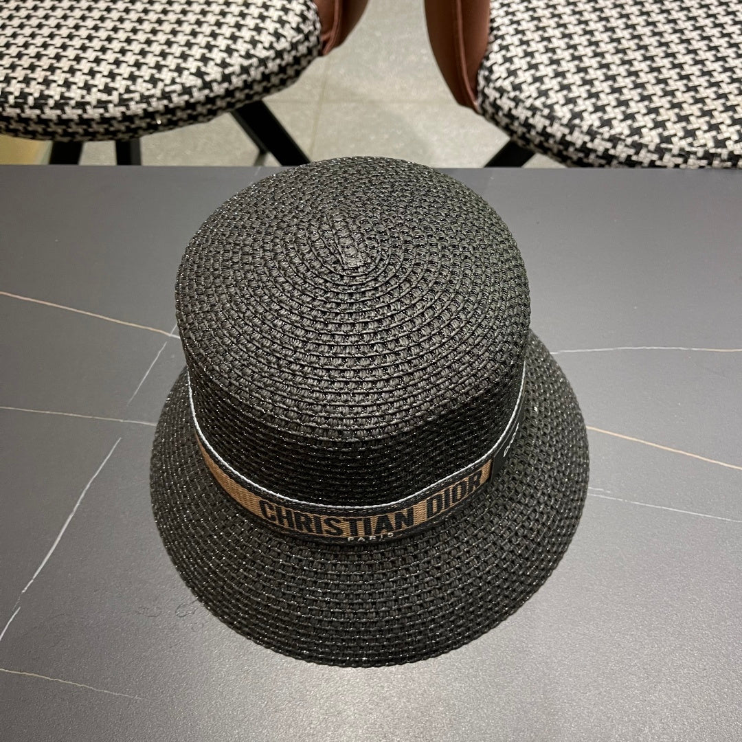 Dior D-Bobby Small Brim Straw Bucket Hat 491805