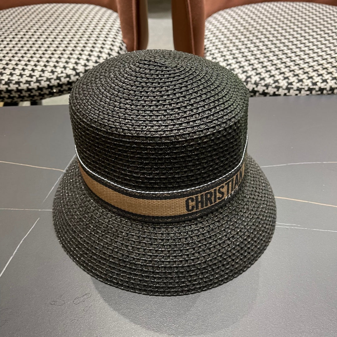 Dior D-Bobby Small Brim Straw Bucket Hat 491805