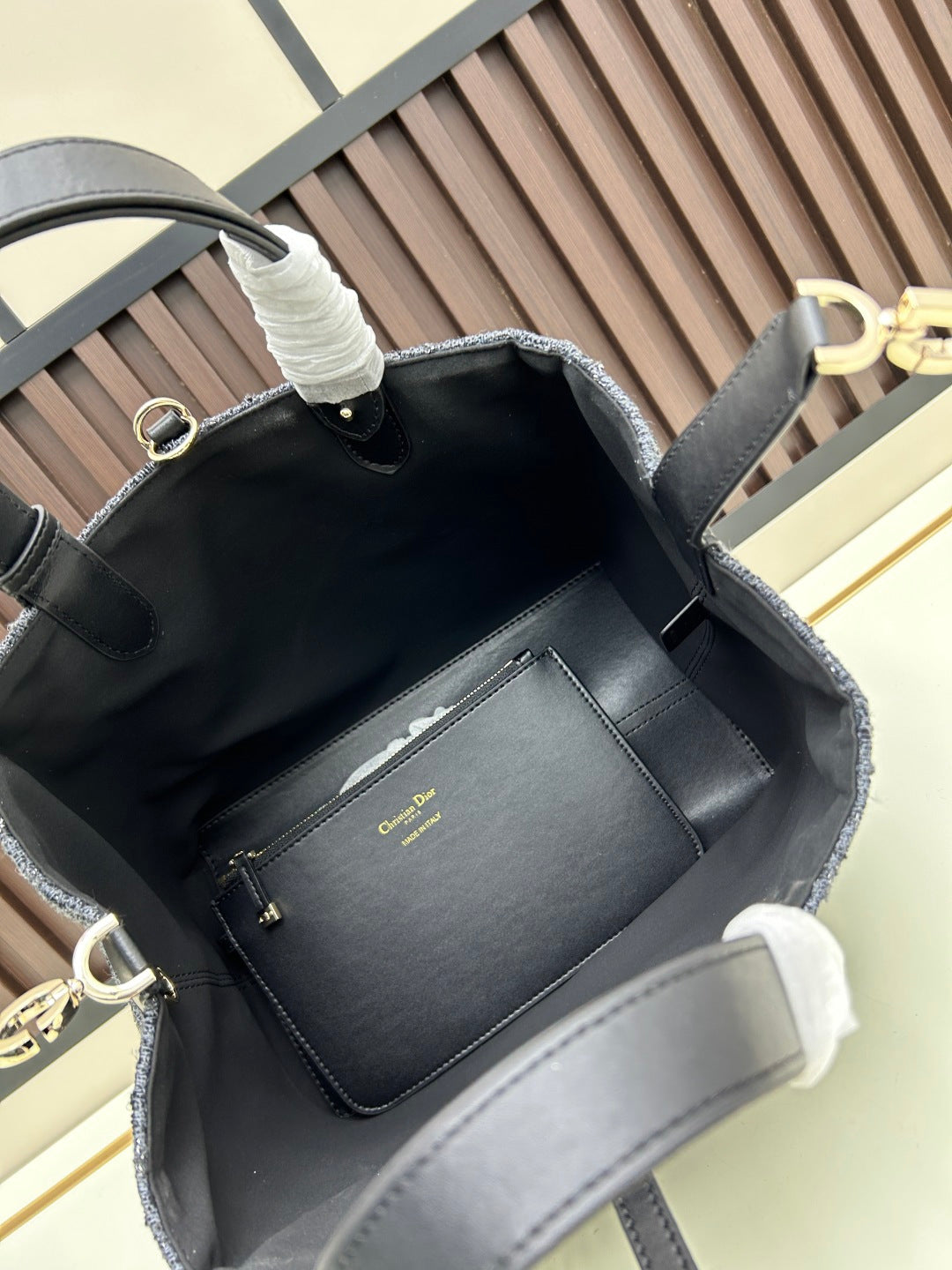 Dior 2026 Tourjours Bag 28.5cm Dark Grey Denim Leather