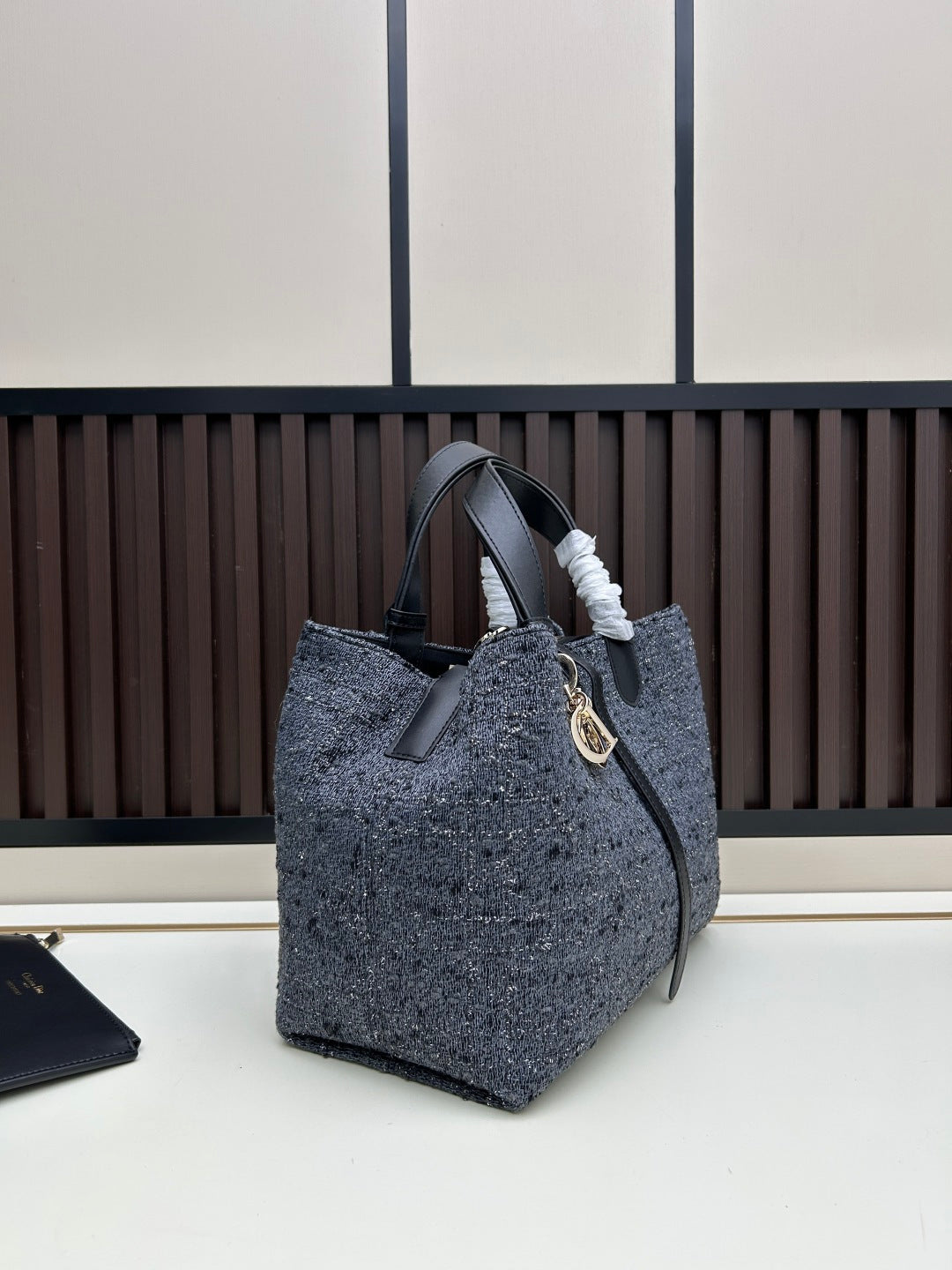 Dior 2026 Tourjours Bag 28.5cm Dark Grey Denim Leather