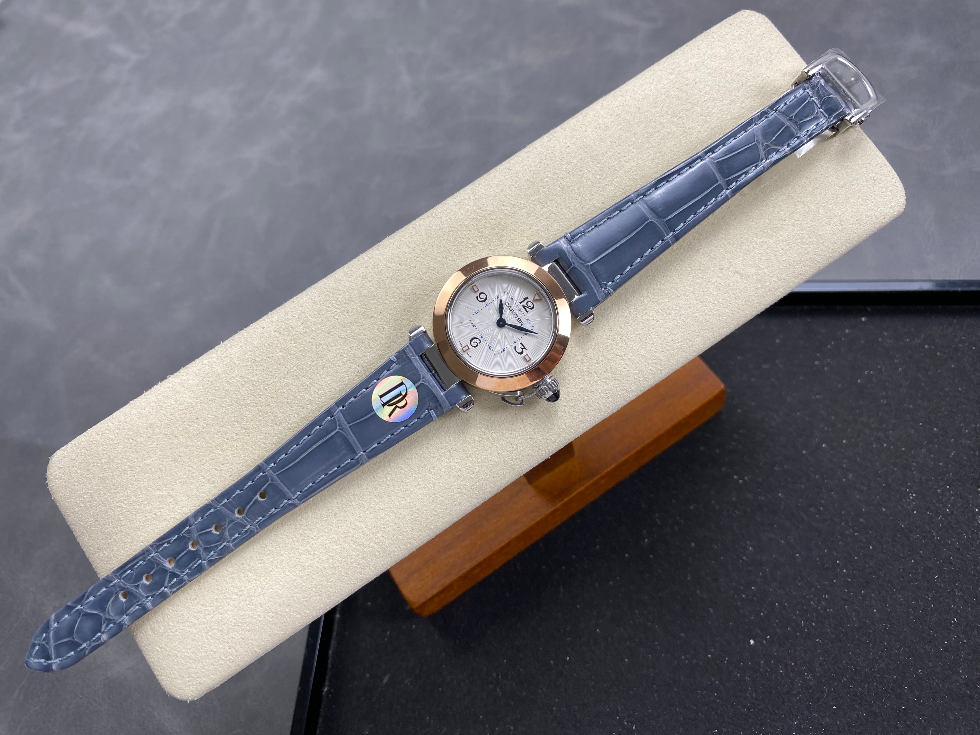Cartier Pasha 30mm White Dial Pink Gold Case Crocodile Leather