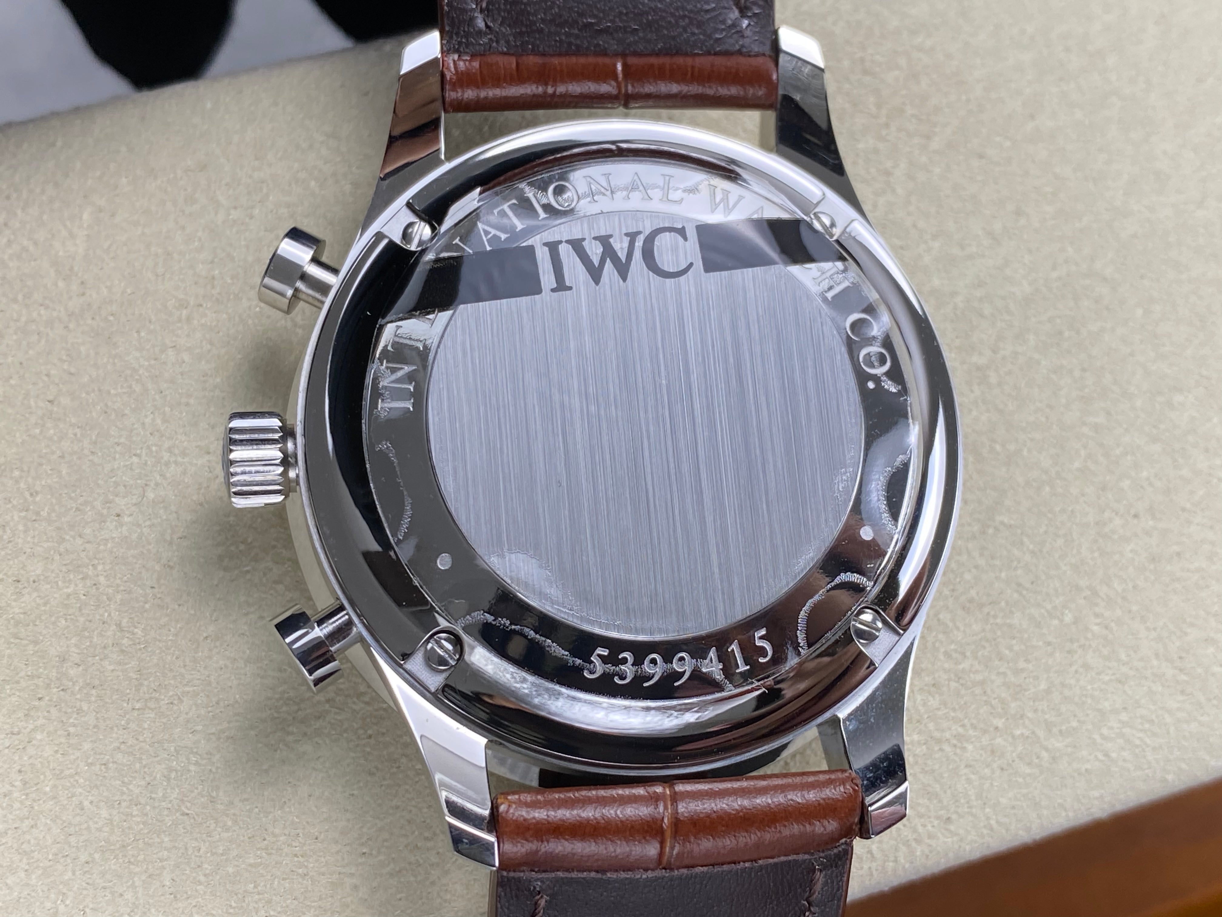 IWC Portuguese Chronograph 41mm White Dial Brown Crocodile Leather Strap