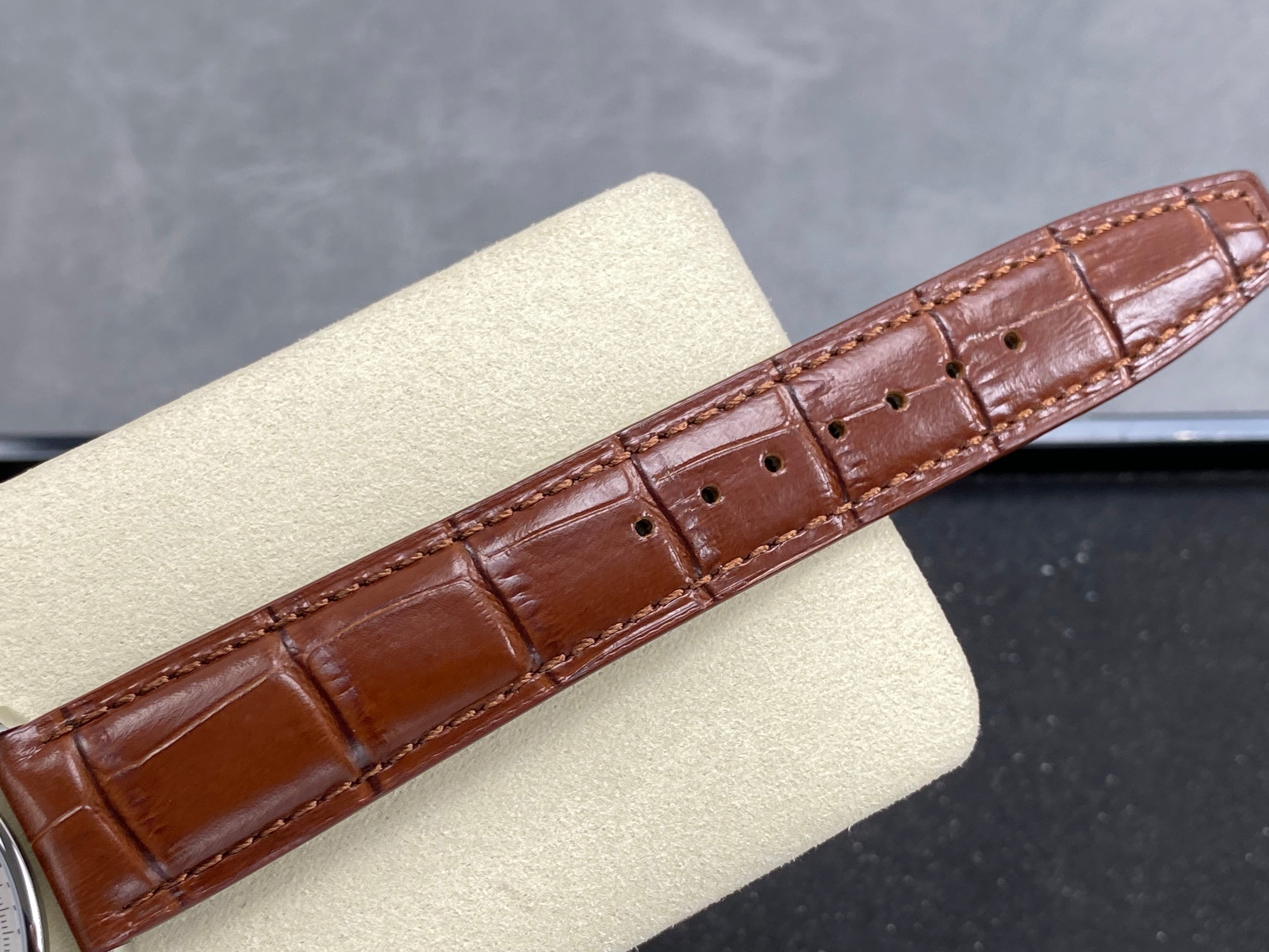 IWC Portuguese Chronograph 41mm White Dial Brown Crocodile Leather Strap