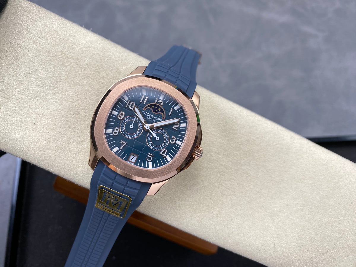 Patek Philippe Aquanaut Luce Annual Calendar 40mm Rose Gold Case Blue Rubber Strap