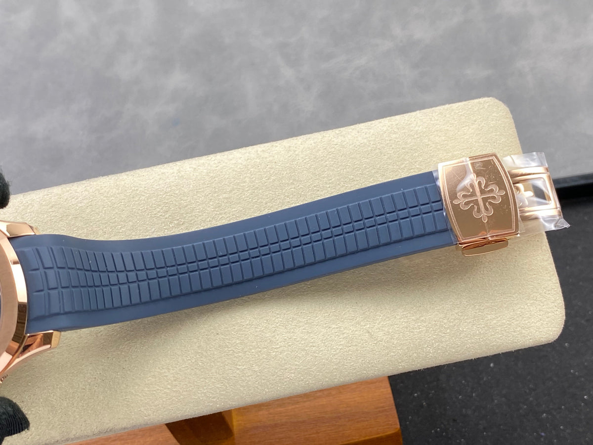 Patek Philippe Aquanaut Luce Annual Calendar 40mm Rose Gold Case Blue Rubber Strap