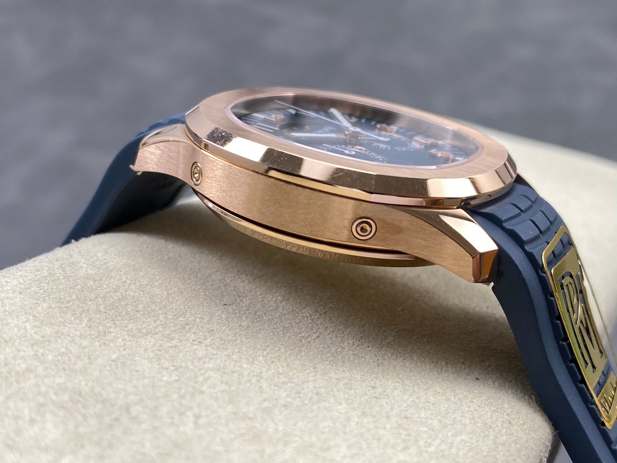 Patek Philippe Aquanaut Luce Annual Calendar 40mm Rose Gold Case Blue Rubber Strap