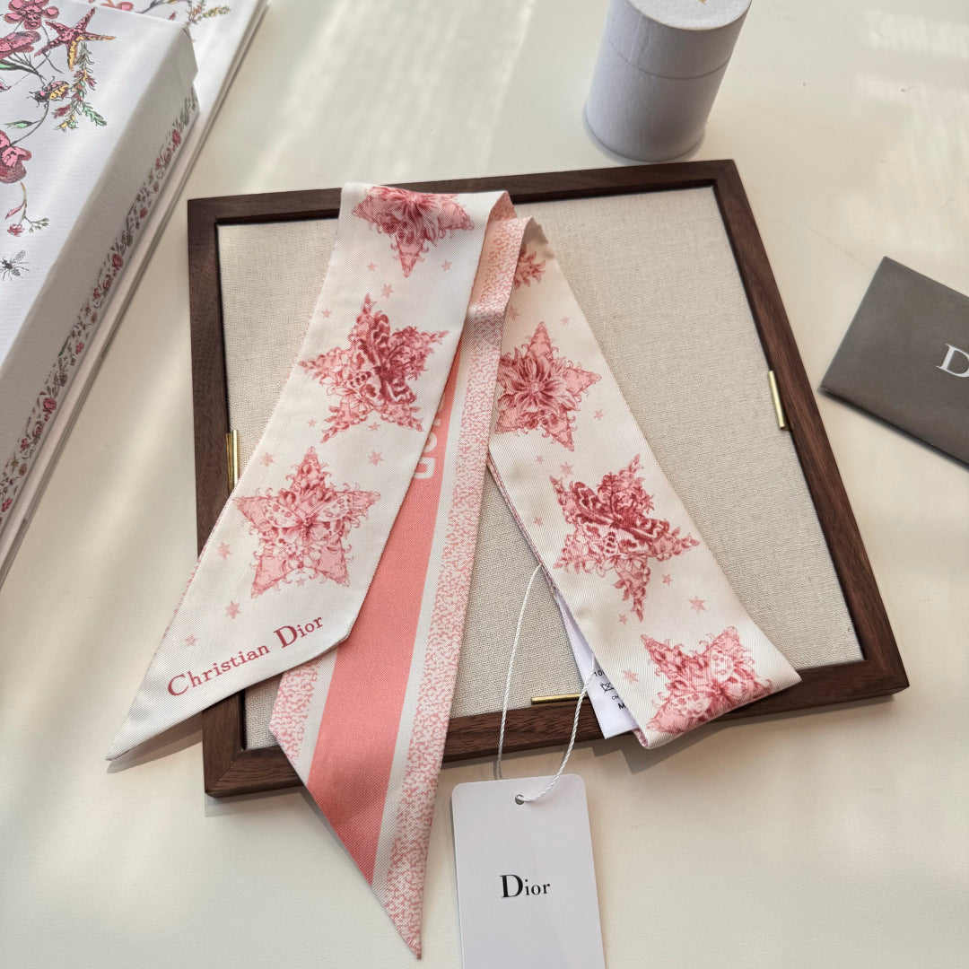 CD Twilly Mini Scarf 105cm  Pink Mulberry Silk 969065