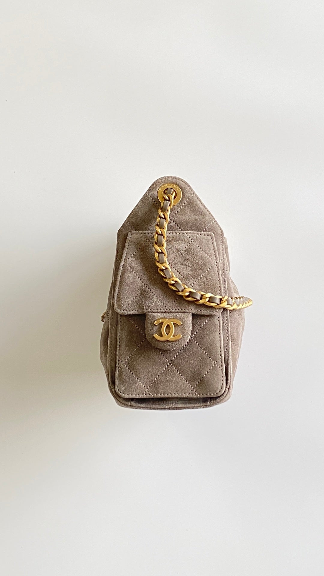 Chanel 2026 Hobo Bag 22cm Light Grey Suede
