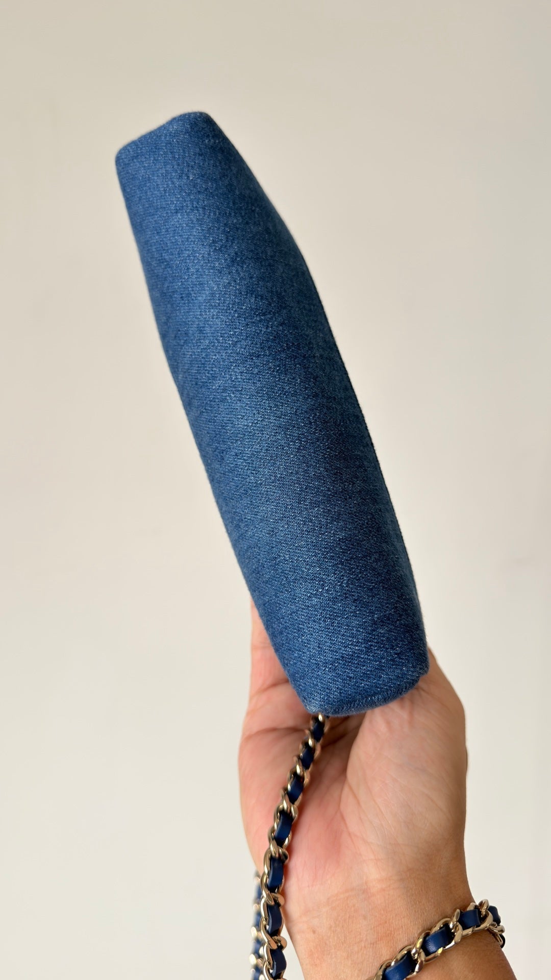 Chanel 26 Clutch 21 Blue Denim Gold Hardware