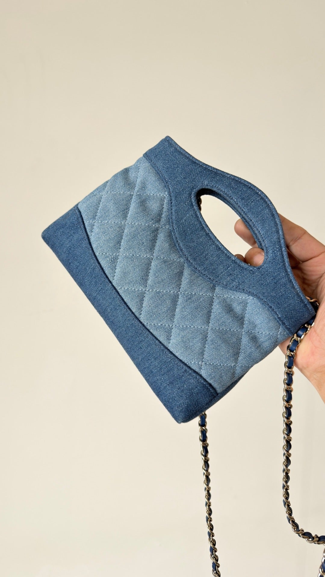 Chanel 26 Clutch 21 Blue Denim Gold Hardware