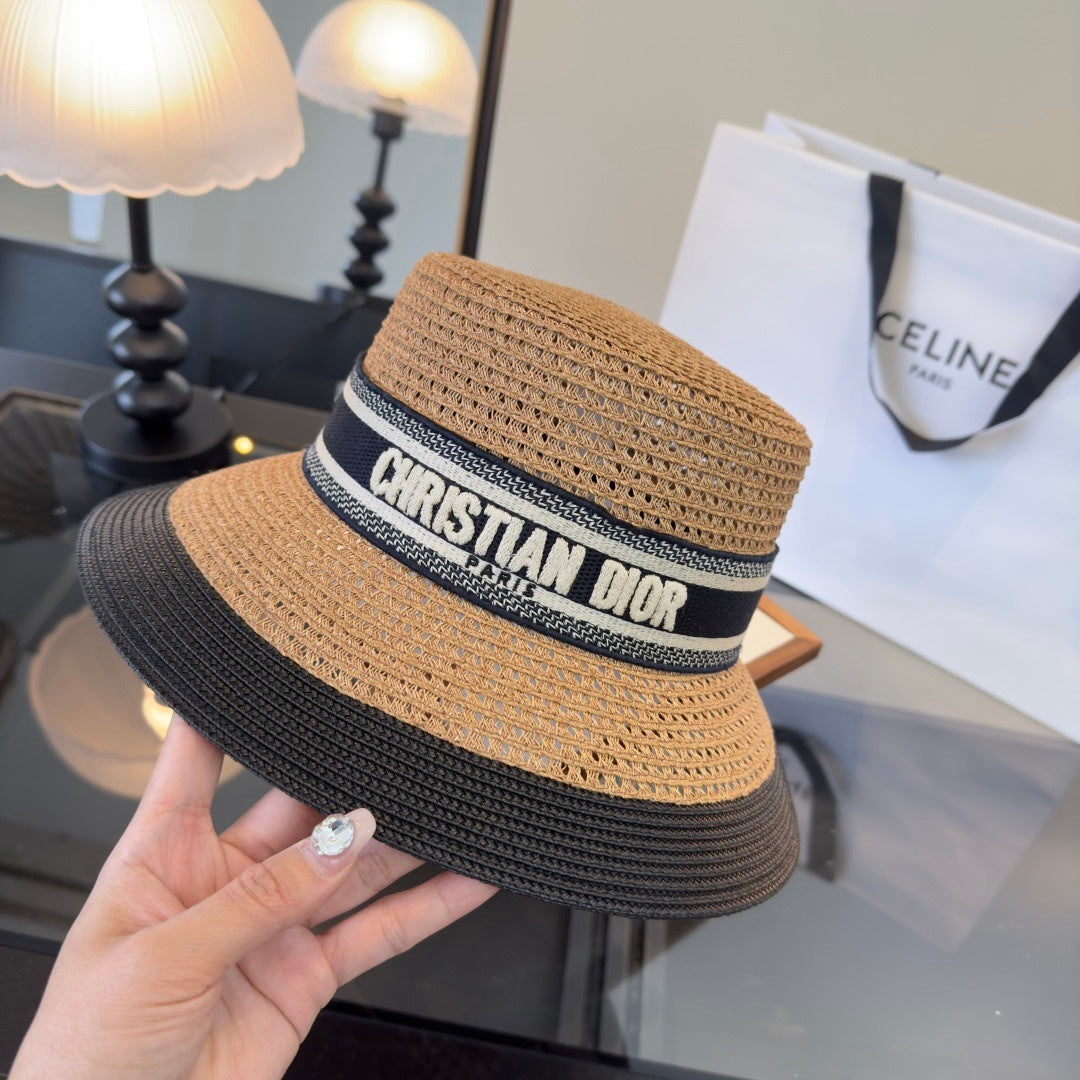 Dior D-Bobby Large Brim Straw Hat 360772