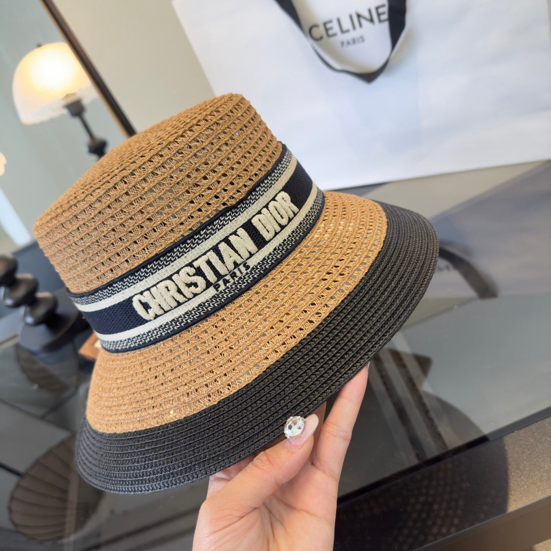 Dior D-Bobby Large Brim Straw Hat 360772