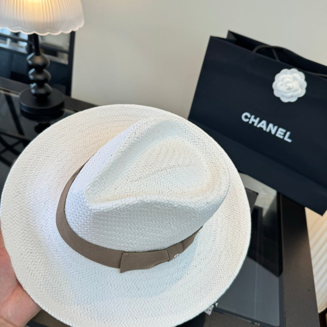Chanel Straw Hat With Ribbon 360781