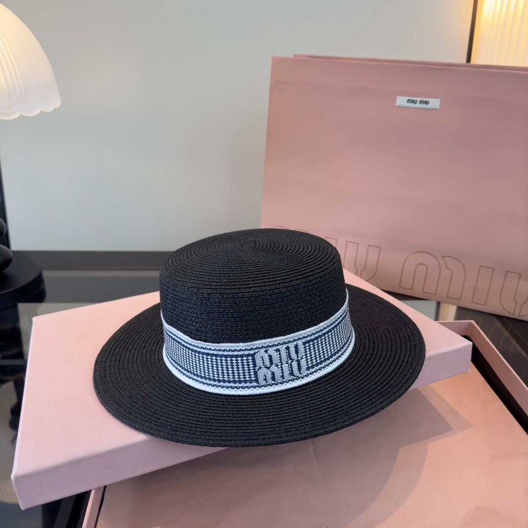 Miumiu Flat-top Straw Hat 379483