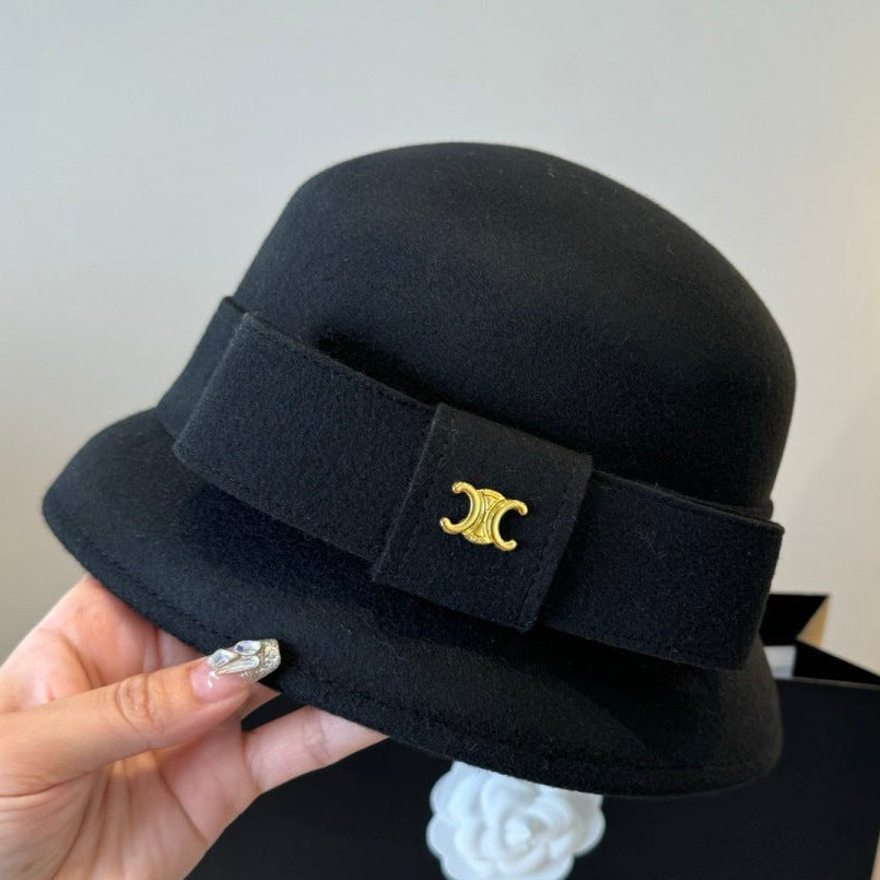 Celine Bow Cashmere Bucket Hat 425553