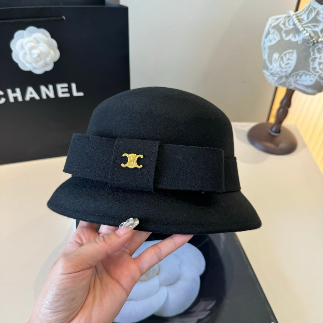 Celine Bow Cashmere Bucket Hat 425553