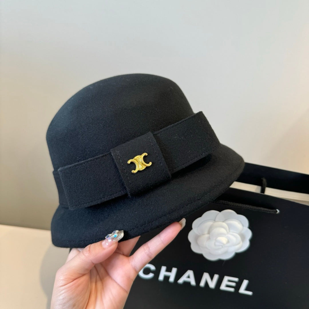 Celine Bow Cashmere Bucket Hat 425553