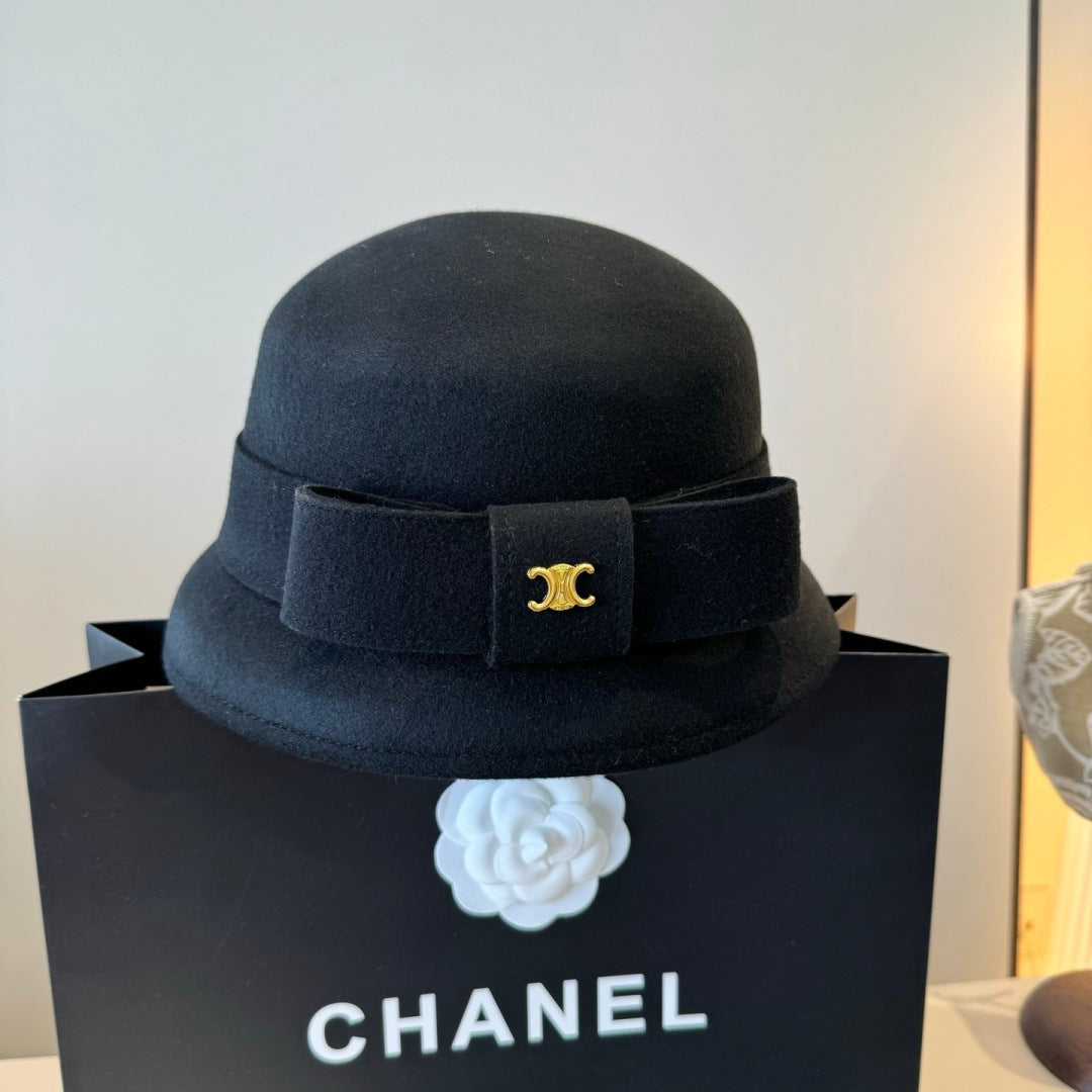 Celine Bow Cashmere Bucket Hat 425553