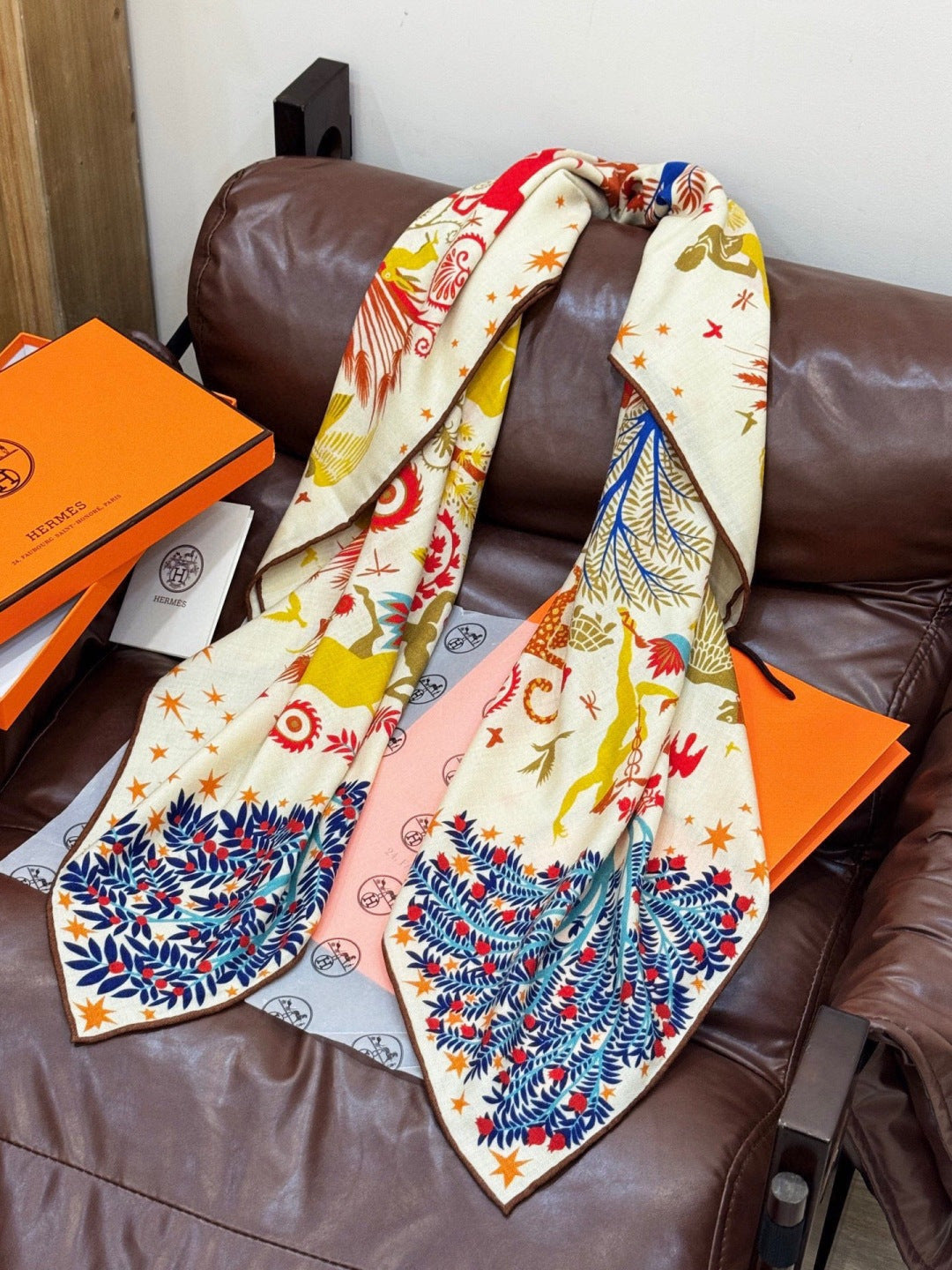 HM 25s Scarf 140cm Multicolor Cashmere Silk 962467