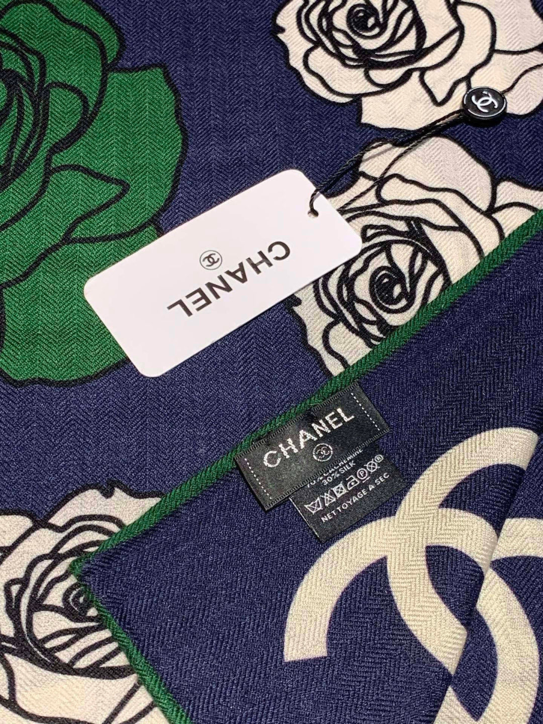 Chanel 2026 Camellia Pattern Scarf 140cm Colorful Cashmere 209427