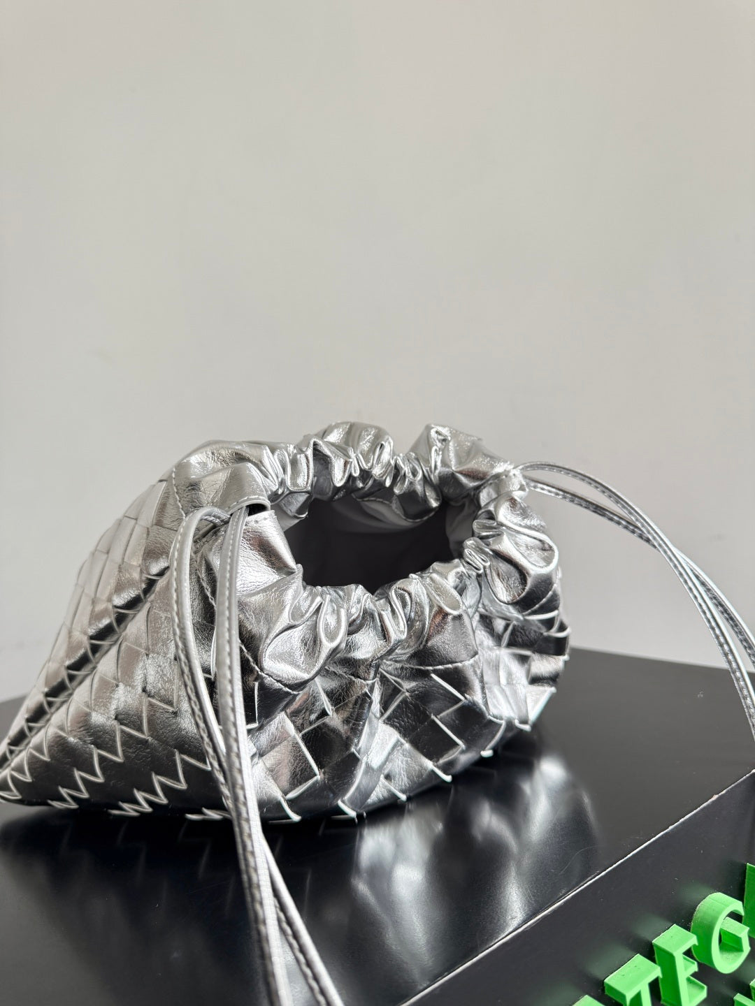 Bottega Veneta 2026 Dust Bag Silver Laminated Leather