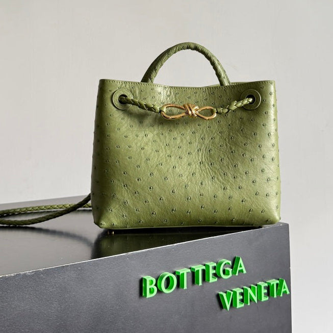 Bottega Veneta 2026 Andiamo Bag Avocado Green Ostrich Leather