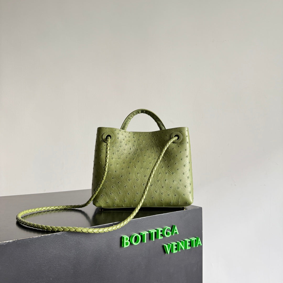 Bottega Veneta 2026 Andiamo Bag Avocado Green Ostrich Leather