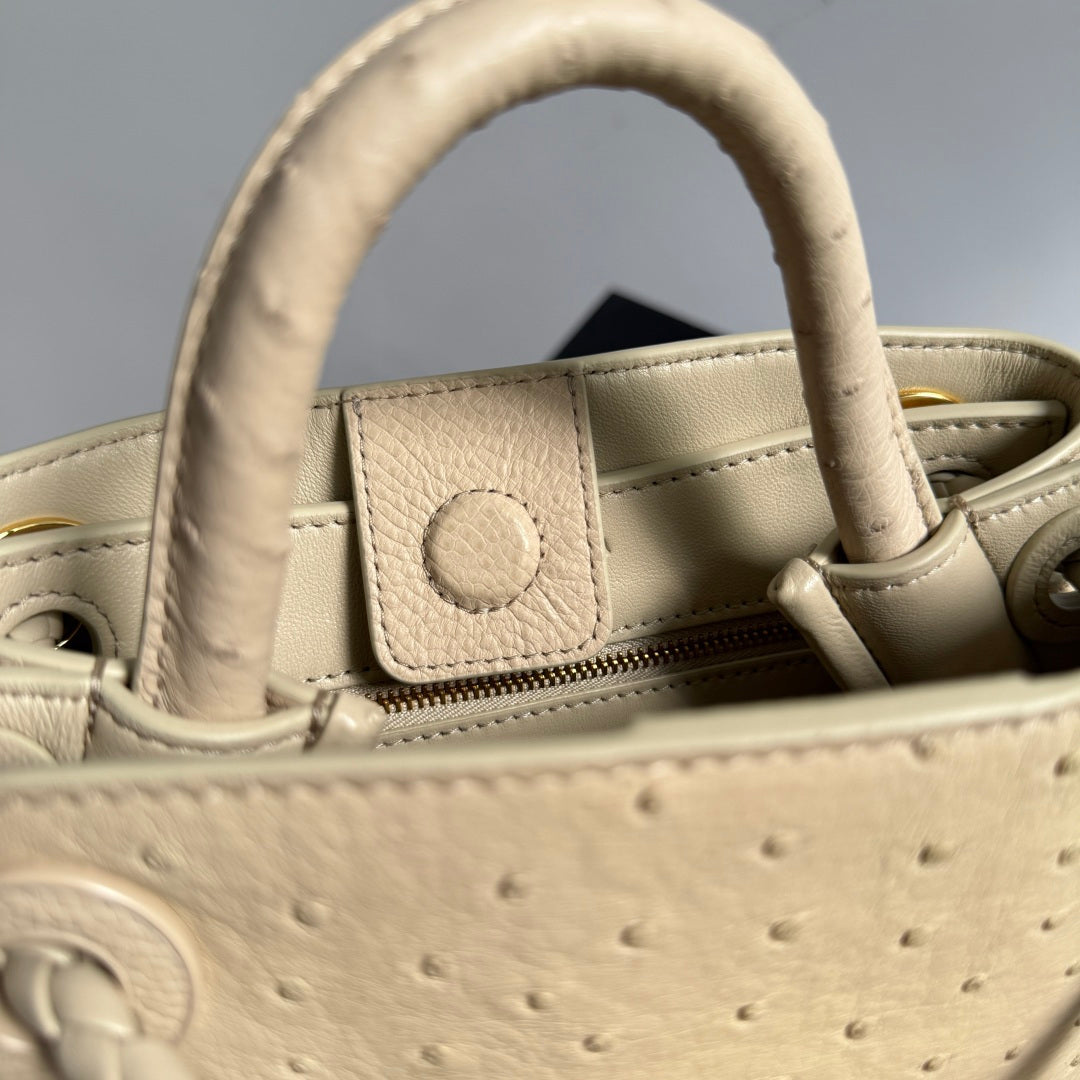 Bottega Veneta 2026 Andiamo Bag 20.5cm Light Butterscotch Ostrich Leather 137038