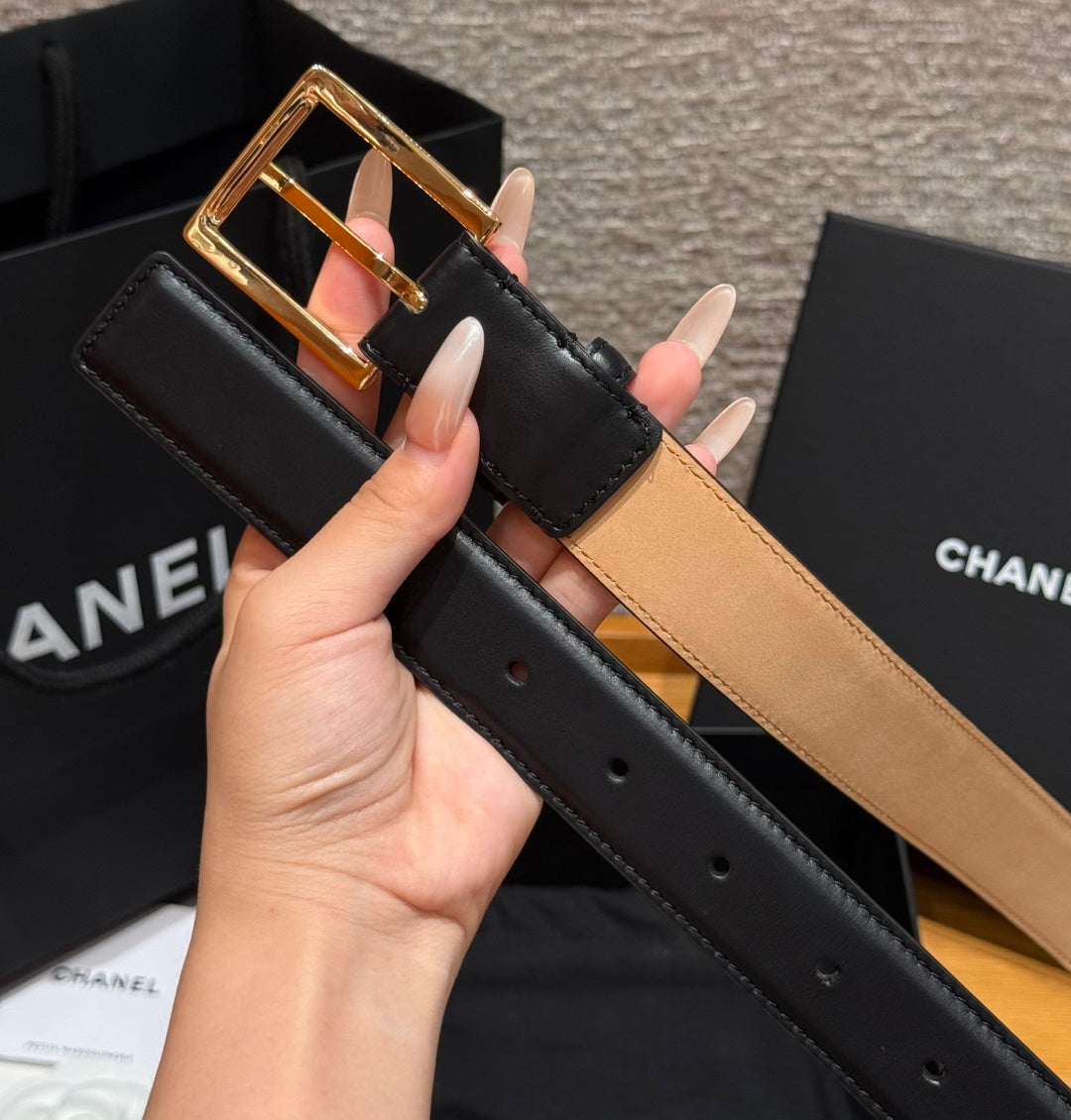 Chanel 2026 Square Buckle Belt 30mm Calfskin 213908
