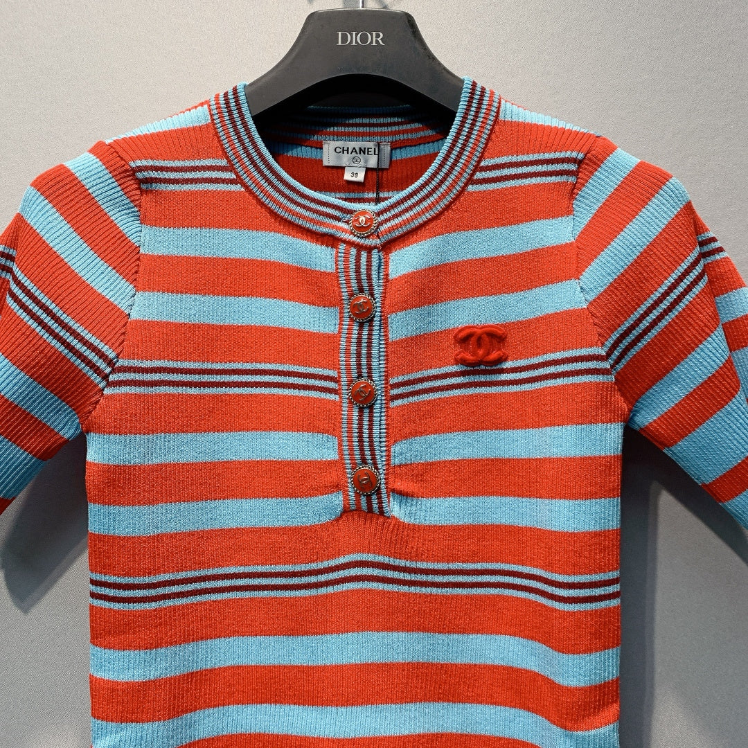 Chanel 2026 Shirt Orange Blue Wool 402073