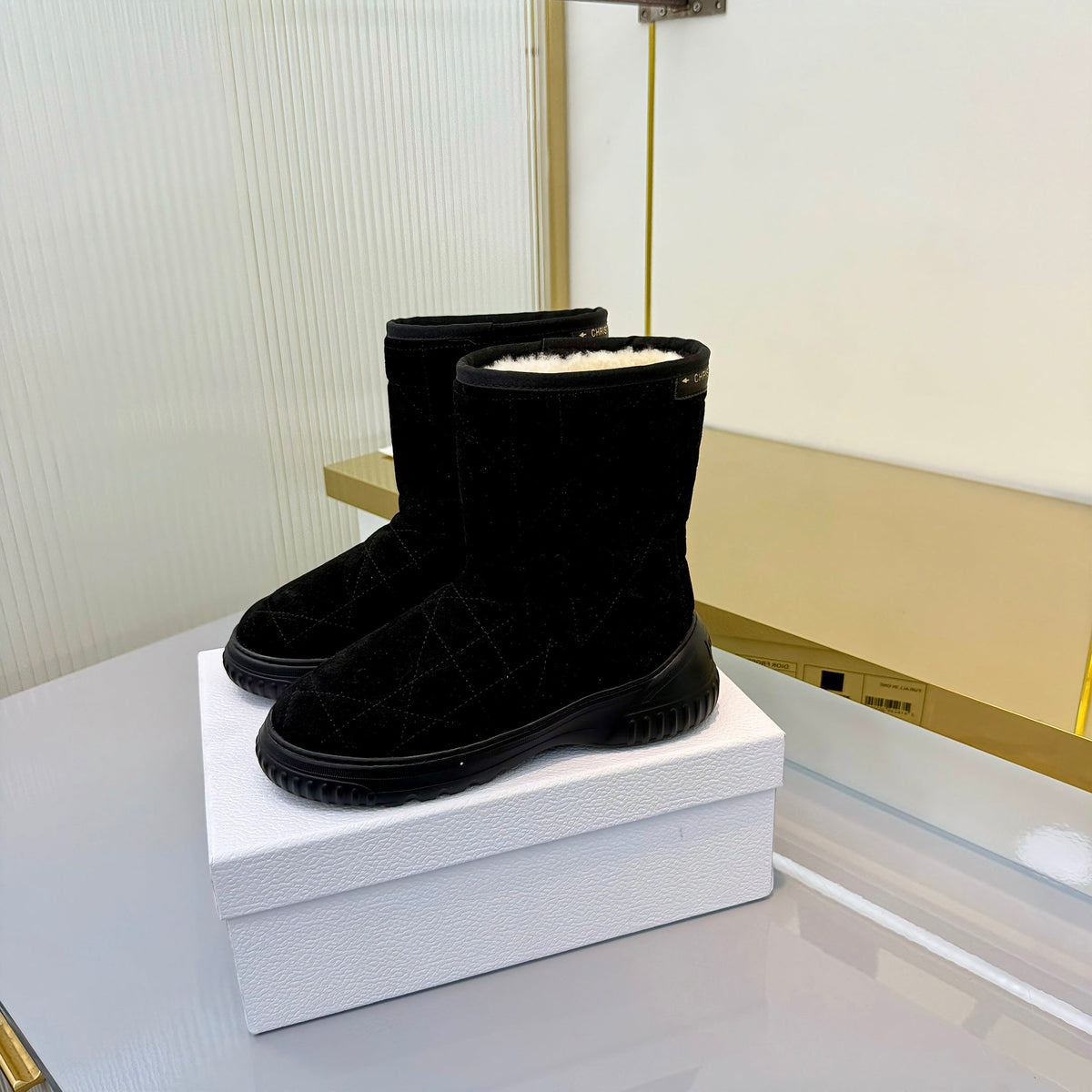 Dior 2026 Frost Quilted Ankle Boots Suede Wool 140997
