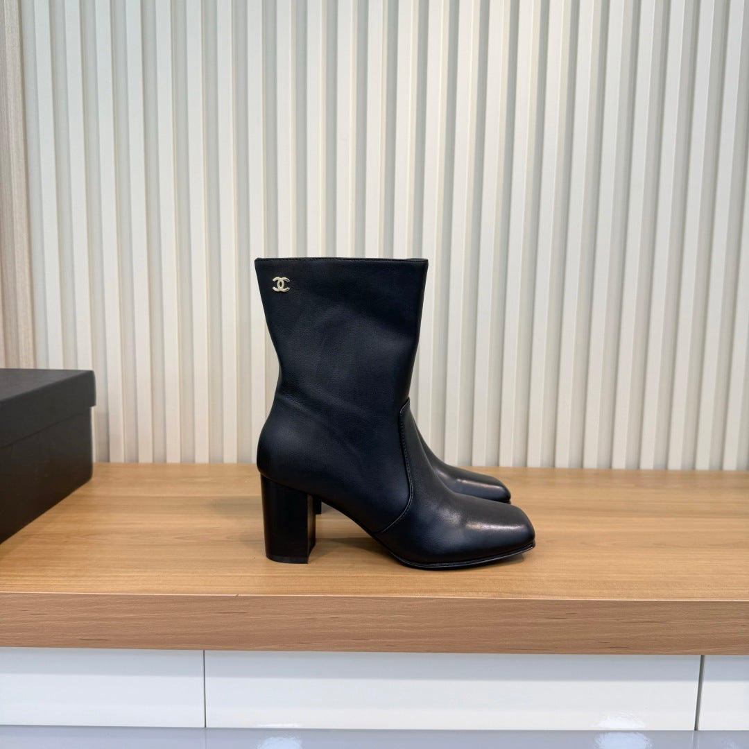 Chanel 2026 Square Toe Ankle Boots 75mm Sheepskin 988149