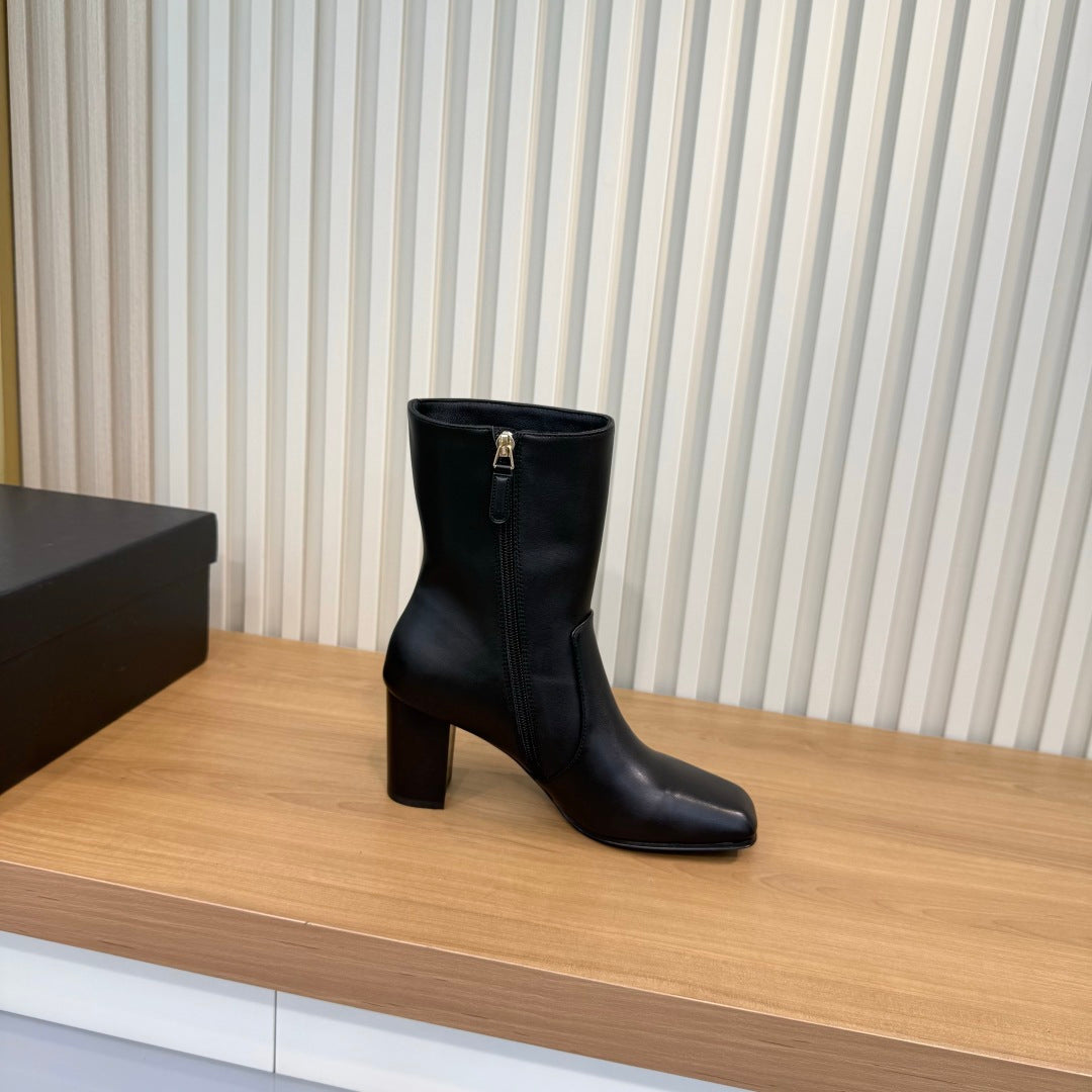Chanel 2026 Square Toe Ankle Boots 75mm Sheepskin 988149